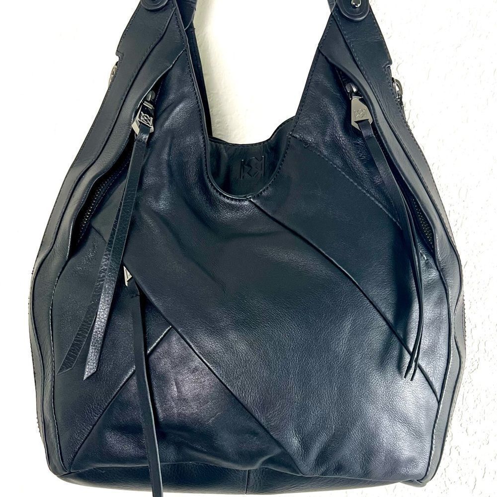 Christopher Kon Black Leather Hobo Bag